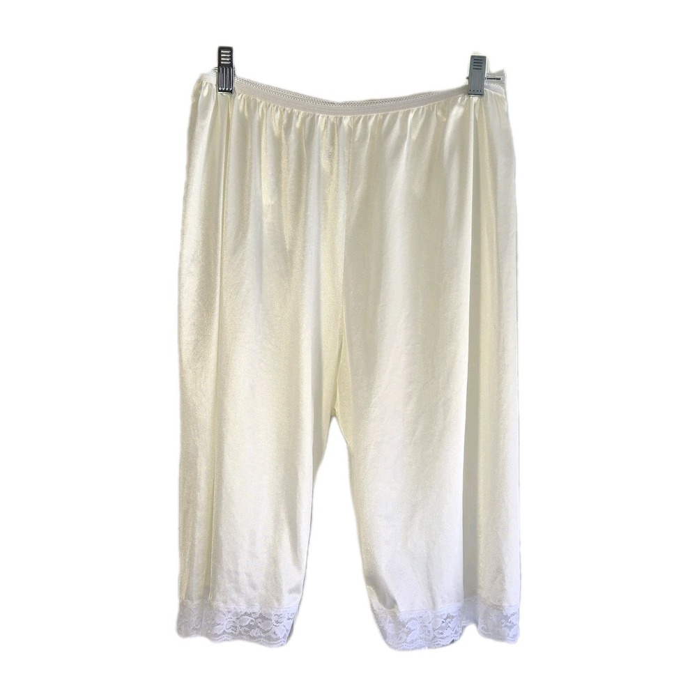 Vintage Pettipants Ivory Tap Pants‎ Size L Lace Trim Lingerie Made In The USA
